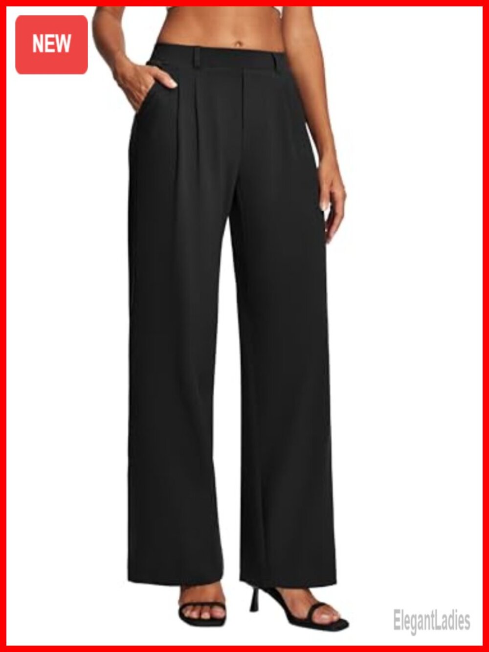 Womens Dress Pants Pull On Stretchy Wide Leg Trousers High Waisted Work Slacks